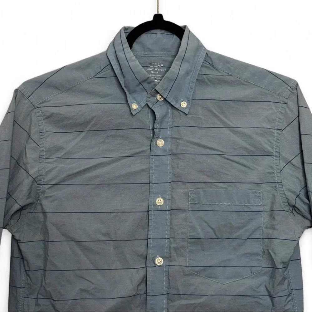 J.Crew Men XS Slim Fit Lightweight‎ Blue Striped Button Down Shirt Preppy Office